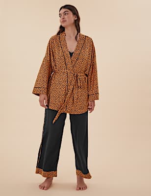 Satin Printed Three Piece Pyjama Set