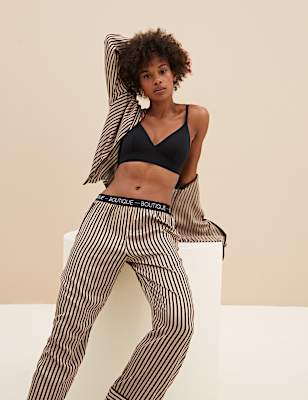 2 Pack Pure Viscose Striped Lapel Collar Pyjama Set