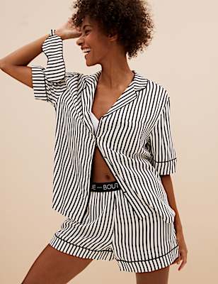 Stripe Shortie Set with Eye Mask