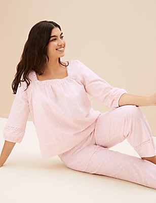 Pure Cotton Square Neck Pyjama Set