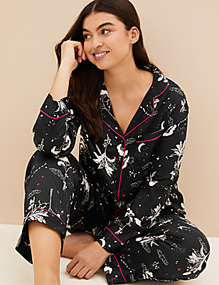 Floral Print Revere Collar Pyjama Set