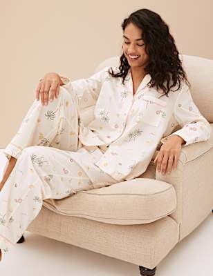 Pure Cotton Palm Print Pyjama Set