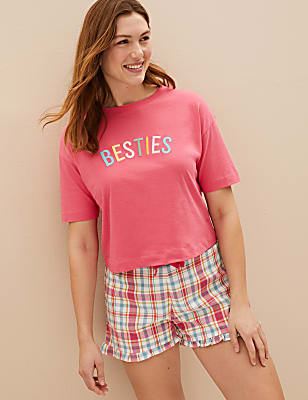 Pure Cotton Besties Slogan Shortie Set