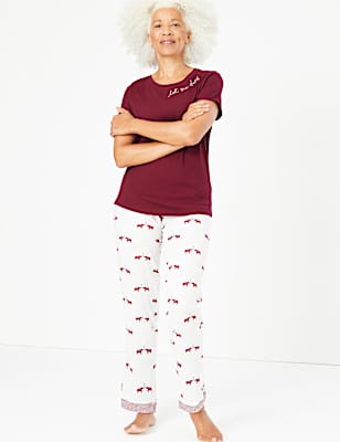 Elephant Print Jersey Bottoms