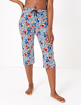 Cotton Floral Print Cropped Pyjama Bottoms