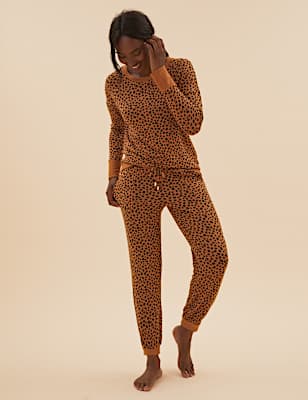 Cosy Knit Lounge Cheetah Cuff Joggers