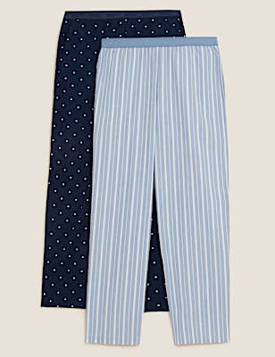 2pk Pure Cotton Pyjama Bottoms