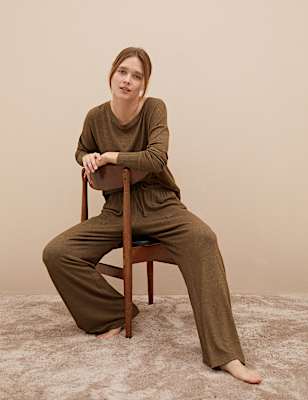 Cosy Knit Lounge Wide Leg Pants