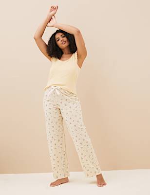Pure Cotton Gingham Floral Pyjama Bottoms