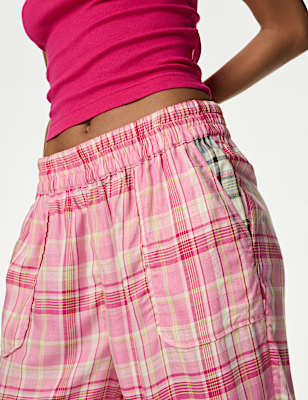 Checked Cuffed Hem Pyjama Bottoms