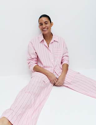 Pure Cotton Striped Wide Leg Pyjama Bottoms