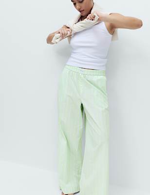 Pure Cotton Striped Wide Leg Pyjama Bottoms