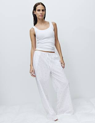 Pure Cotton Floral Check Pyjama Bottoms