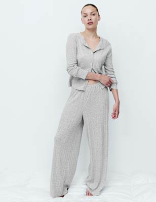 Pointelle Wide Leg Lounge Bottoms