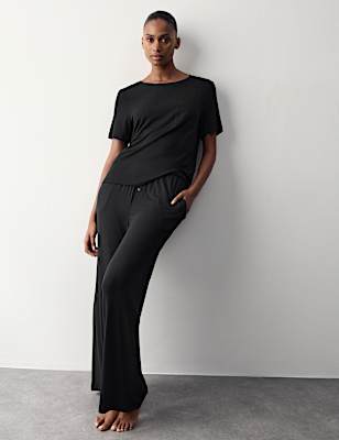 Modal Rich Wide Leg Pyjama Bottoms