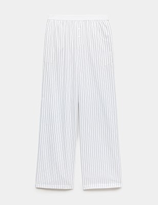 Pure Cotton Striped Wide Leg Pyjama Bottoms