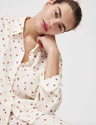 Pure Cotton Dobby Floral Pyjama Set