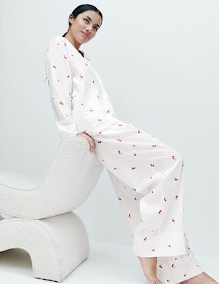 Cotton Rich Seersucker Printed Pyjama Set