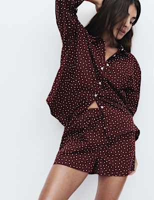 Pure Cotton Polka Dot Revere Shortie Set