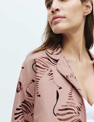 Pure Cotton Poplin Zebra Revere Pyjama Set