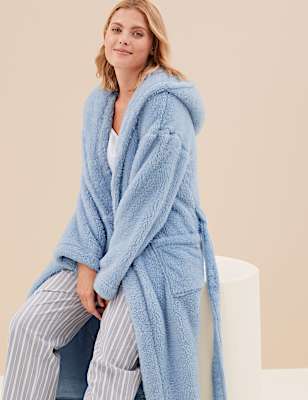Fleece Hooded Long Dressing Gown