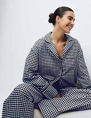 Pure Cotton Gingham Revere Pyjama Set
