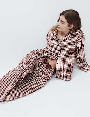 Pure Cotton Gingham Revere Pyjama Set