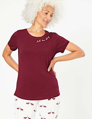 Pure Cotton Let Me Sleep Slogan Top