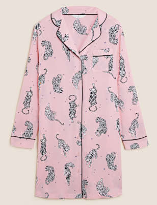 Satin Tiger Print Short Nightshirt