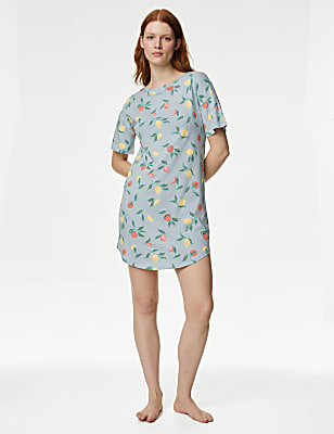 Printed Regular Round Neck Night Dress