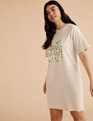 Cotton Pick Happiness Slogan Nightdress
