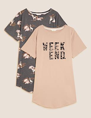 2 Pack Cotton Rich Short Nightdresses