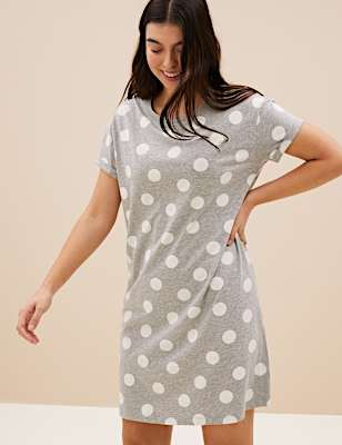 Cotton Rich Spot Print Short Nightdress