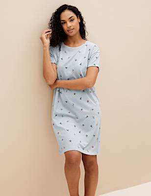 Cotton Rich Floral Short Nightdress