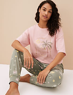 Pure Cotton Palm Tree Pyjama Top