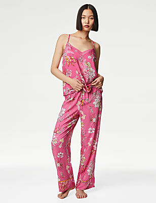 Floral Print Lace Trim Cami Top