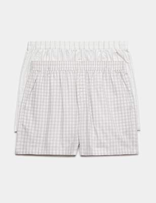 2 Pack Pure Cotton Striped Pyjama Shorts