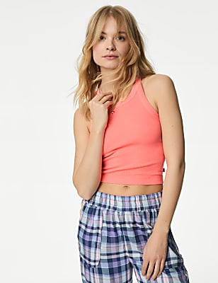 Cotton Rich Rib Lounge Crop Top