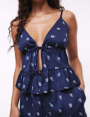 Dream Satin™ Floral Tie Front Cami Top