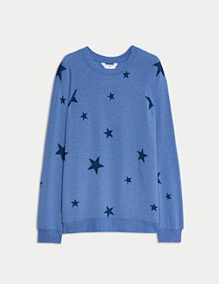 Star Print Crew Neck Long Sleeve Pyjama Top