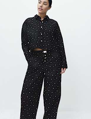 Pure Cotton Floral Cropped Lounge Shirt