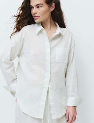 Pure Cotton Striped Collared Pyjama Shirt