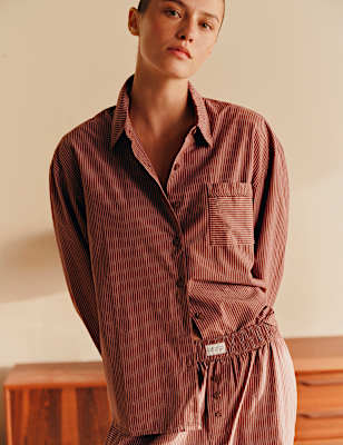 Pure Cotton Poplin Striped Pyjama Shirt