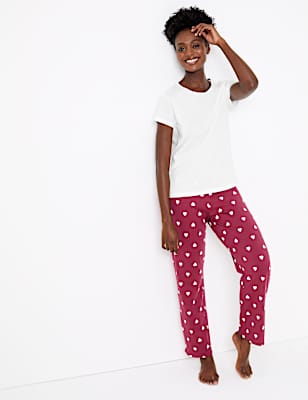 Pure Cotton Heart Print Pyjama Set