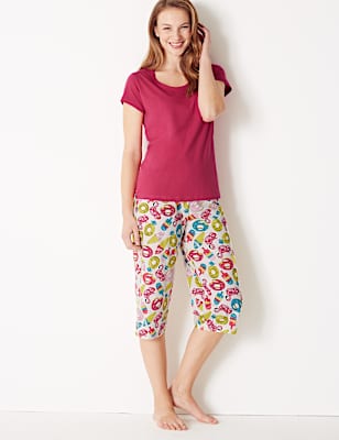 Pure Cotton Summer Cropped Pyjama Set