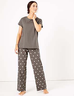 Pure Cotton Heart Print Pyjama Set