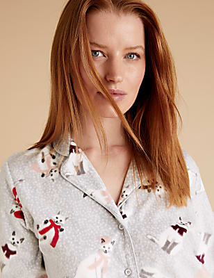 Fleece Cat Print Pyjama Set