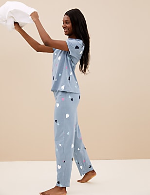 Cotton Rich Heart Print Pyjama Set