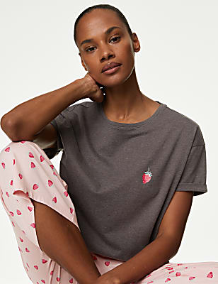 Cotton Rich Printed Cropped Pyjama Set