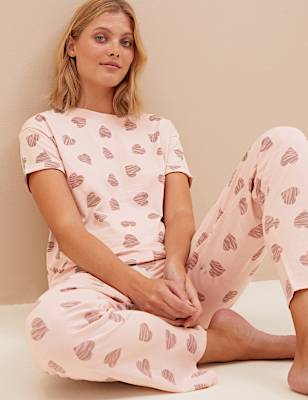 Pure Cotton Heart Print Pyjama Set